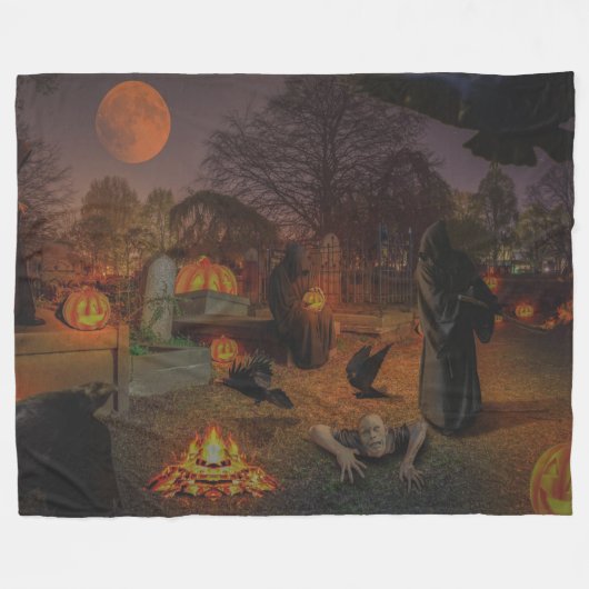 HALLOWEEN ZOMBIE FLEECE DEKEN (Voorkant (Horizontaal))