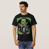 Halloween Zombie: Frankenstein Pizza Horror T-shirt (Voorkant volledig)