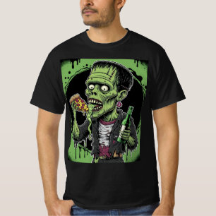 Halloween Zombie: Frankenstein Pizza Horror T-shirt