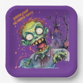 Halloween, Zombie,Gil van het Paarse Kasteel ,  Papieren Bordje