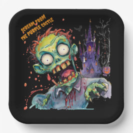 Halloween, Zombie,Gil van het Paarse Kasteel ,  Papieren Bordje