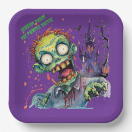 Halloween, Zombie,Gil van het Paarse Kasteel ,  Papieren Bordje