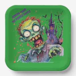 Halloween, Zombie,Gil Van Het Paarse Kasteel ,  Papieren Bordje