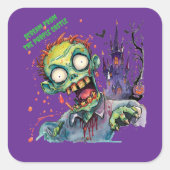 Halloween, Zombie,Gil van het Paarse Kasteel ,  Vierkante Sticker (Voorkant)