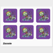Halloween, Zombie,Gil van het Paarse Kasteel ,  Vierkante Sticker (Vel)