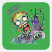 Halloween, Zombie,Gil van het Paarse Kasteel , Vierkante Sticker (Voorkant)