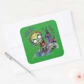 Halloween, Zombie,Gil van het Paarse Kasteel , Vierkante Sticker (Envelop)