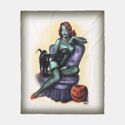 Halloween Zombie Girl Pin Up Fleece Deken (Voorkant)