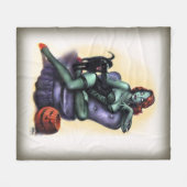 Halloween Zombie Girl Pin Up Fleece Deken (Voorkant (Horizontaal))