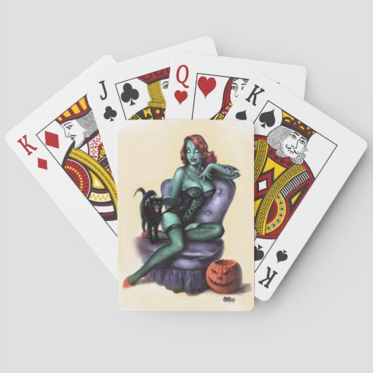 Halloween Zombie Girl Pin Up Pokerkaarten (Achterkant)