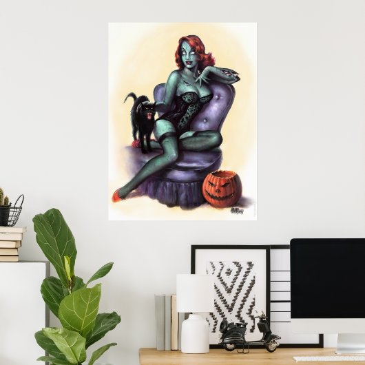 Halloween Zombie Girl Pin Up Poster (Thuiskantoor)