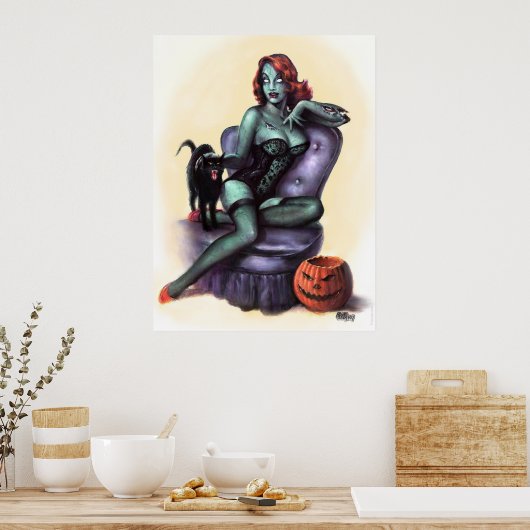 Halloween Zombie Girl Pin Up Poster (Keuken)