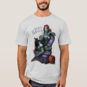 Halloween Zombie Girl Pin Up T-shirt (Voorkant)