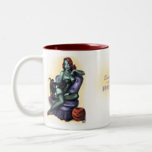 Halloween Zombie Girl Pin Up Tweekleurige Koffiemok