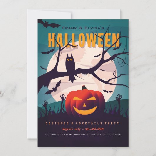 Halloween zombie graveyard kostuum party kaart (Voorkant)