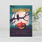 Halloween zombie graveyard kostuum party kaart (Staand voorkant)