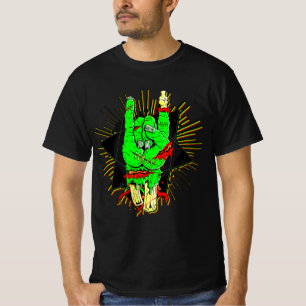 Halloween Zombie Green Hand Botten Blood Rock on T-shirt