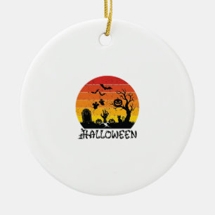 Halloween Zombie Hand Grafsteen Boom Zwart Kat Vle Keramisch Ornament