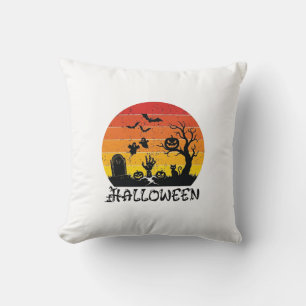 Halloween Zombie Hand Grafsteen Boom Zwart Kat Vle Kussen