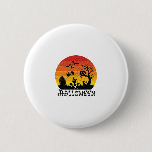 Halloween Zombie Hand Grafsteen Boom Zwart Kat Vle Ronde Button 5,7 Cm