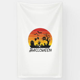 Halloween Zombie Hand Grafsteen Boom Zwarte Kat Vl Spandoek