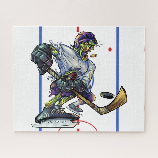 Halloween Zombie Hockey Player Funny Sports Legpuzzel (Horizontaal)