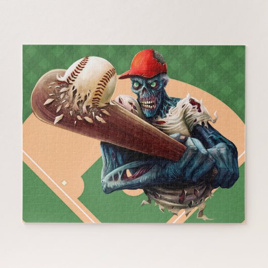 Halloween Zombie Honkbal Slagman Grappige Sport Legpuzzel (Horizontaal)