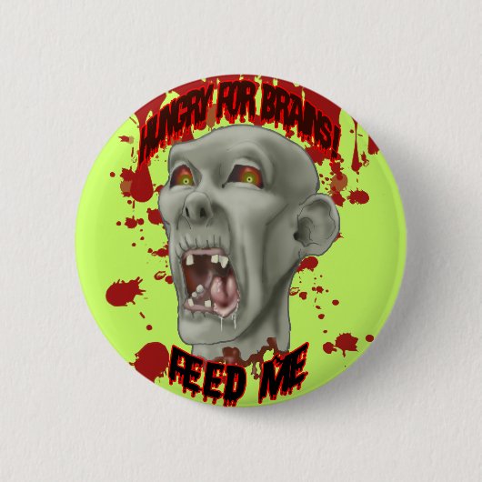 Halloween Zombie Hoofd Knop Ronde Button 5,7 Cm (Voorkant)