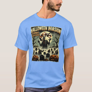 Halloween Zombie Invasie retro T-shirt