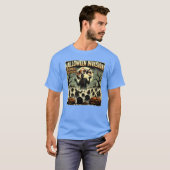 Halloween Zombie Invasie retro T-shirt (Voorkant volledig)