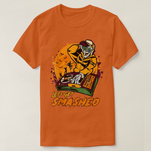 Halloween Zombie Jack O Lantern Dj Party Lets Get T-shirt (Design voorkant)