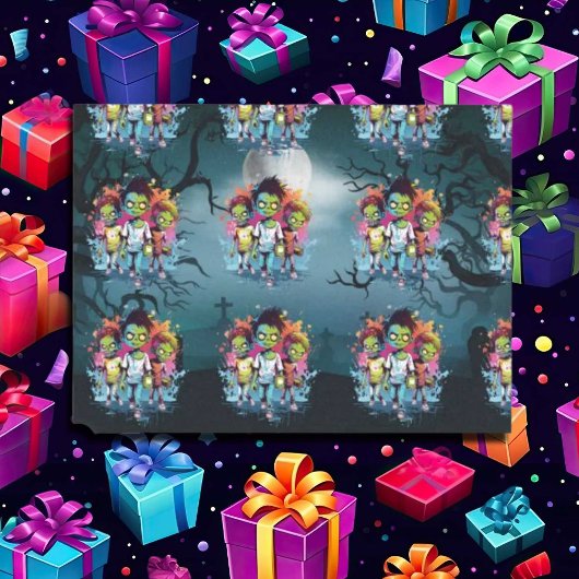 Halloween zombie kinder blauw tissuepapier