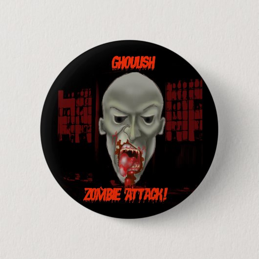 Halloween Zombie Knop! Ronde Button 5,7 Cm (Voorkant)
