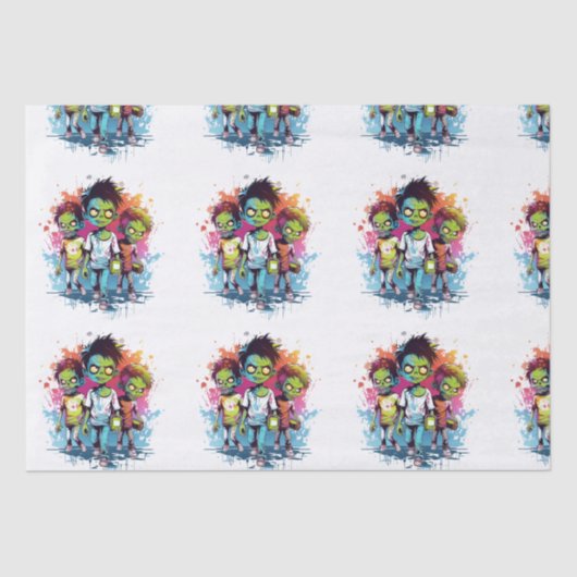 Halloween zombie kostuum kinder tissuepapier (Voorkant)