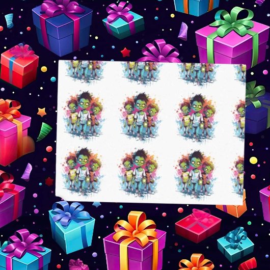 Halloween zombie kostuum kinder tissuepapier