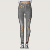 Halloween Zombie Kostuum Ripped Jeans Leggings (Voorkant)