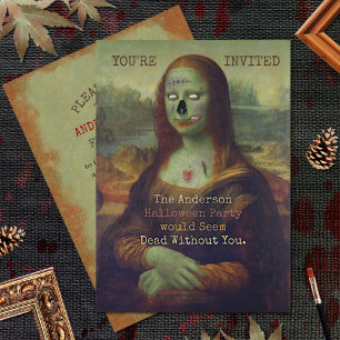 Halloween Zombie Mona Lisa Scary Spooky Party Kaart