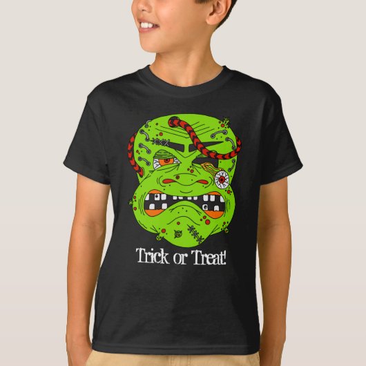 Halloween Zombie Monster Gezicht Trick or treat T-shirt (Voorkant)