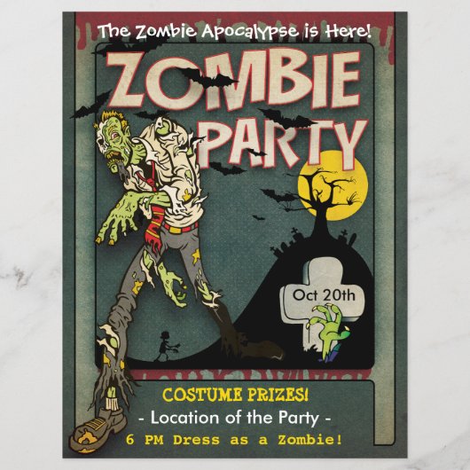 Halloween Zombie Party Flyer (Achterkant)