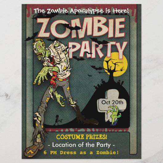 Halloween Zombie Party Flyer (Achterkant)