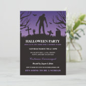 Halloween Zombie Party Spooky Graveyard Uitnodigin Kaart (Staand voorkant)