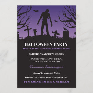 Halloween Zombie Party Spooky Graveyard Uitnodigin Kaart