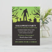 Halloween Zombie Party Spooky Graveyard Uitnodigin Kaart (Staand voorkant)