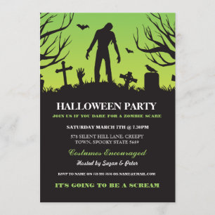 Halloween Zombie Party Spooky Graveyard Uitnodigin Kaart
