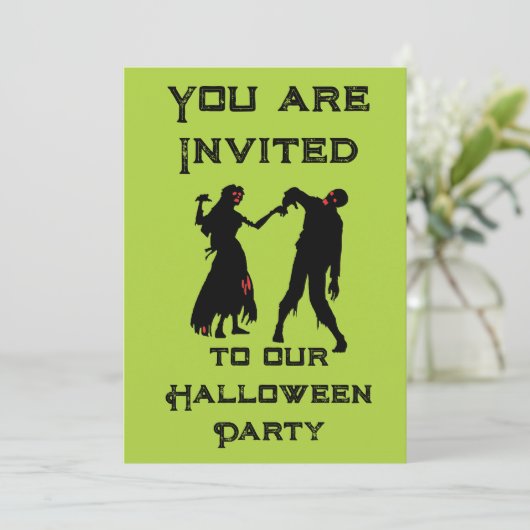 Halloween Zombie Party Uitnodiging groen (Staand voorkant)