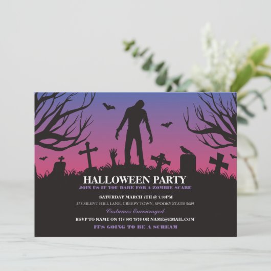 Halloween Zombie Party Undode Apocalypse Invite Kaart (Staand voorkant)