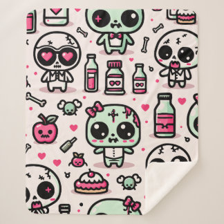 Halloween Zombie Pattern Sherpa Blanket Sherpa Deken