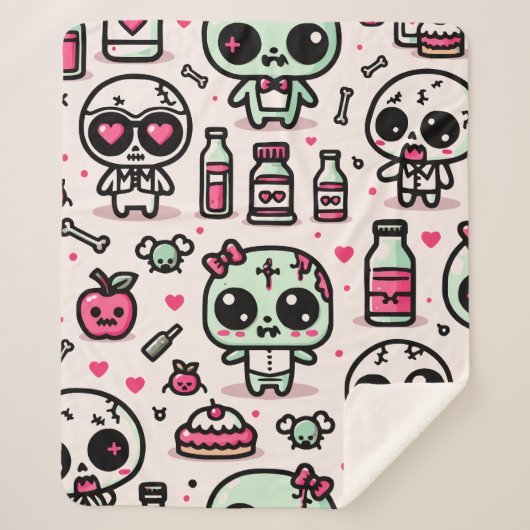 Halloween Zombie Pattern Sherpa Blanket Sherpa Deken (Voorkant)