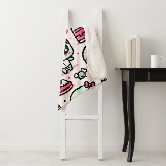 Halloween Zombie Pattern Sherpa Blanket Sherpa Deken (In situ)