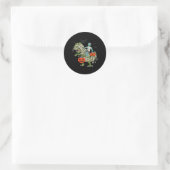 Halloween Zombie Riding T Rex Fun Boys Meisjes Kin Ronde Sticker (Tas)